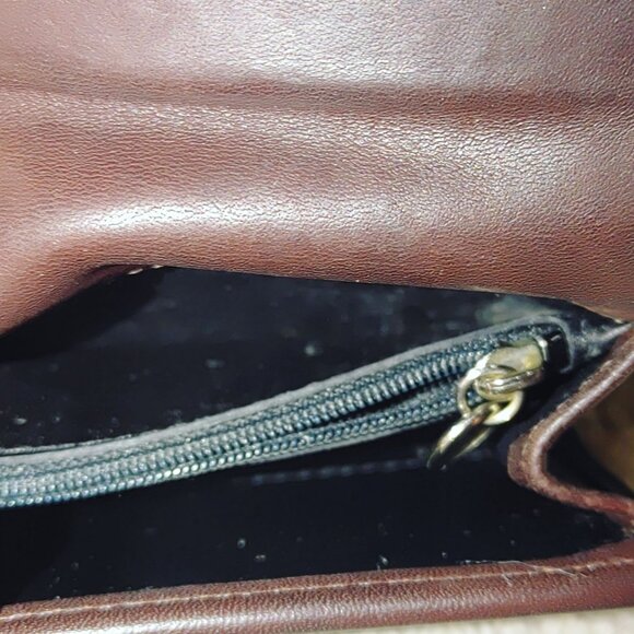 Coach Brown Leather Coin Purse Wallet Gold Keychain Attachment Snap Closure - Picture 7 of 16